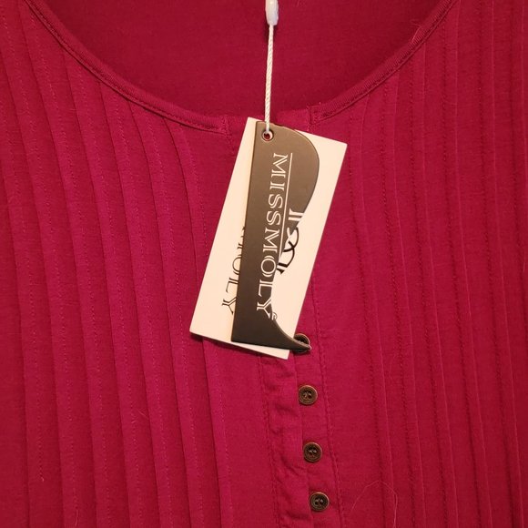 NWT Peasant Top, Bell Sleeve, Lace Inset, Henley Button Blouse - Picture 2 of 5